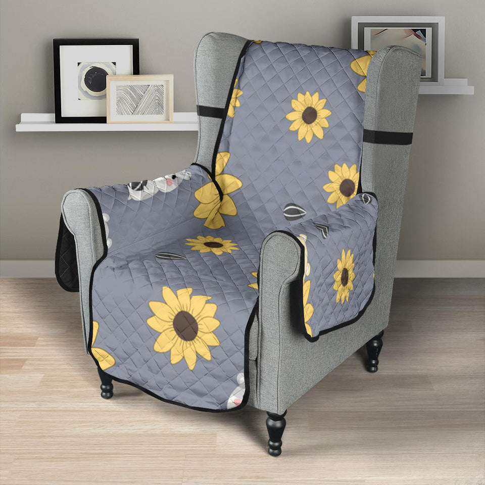Cute hamster sunflower pattern background Chair Cover Protector