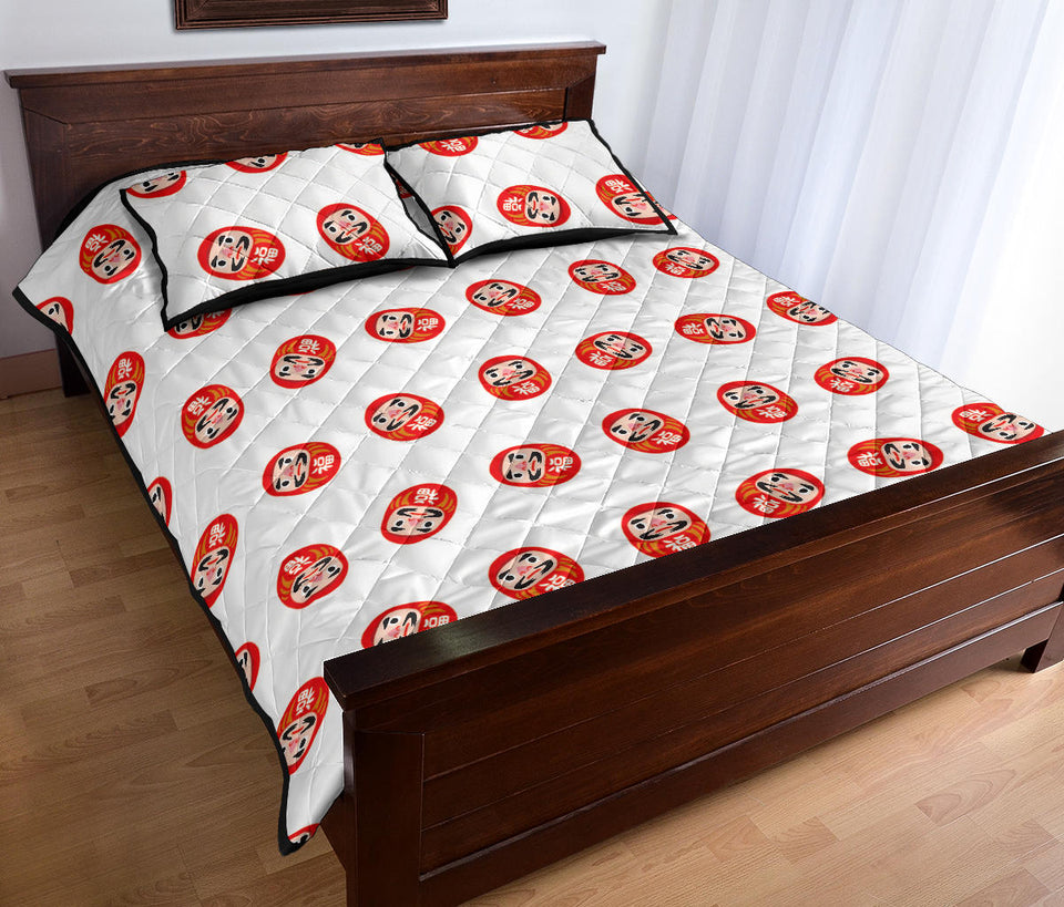 Daruma japanese wooden doll pattern Quilt Bed Set