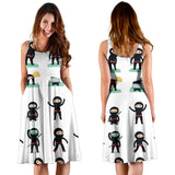 Cute Ninja Katana Sword Pattern Sleeveless Midi Dress