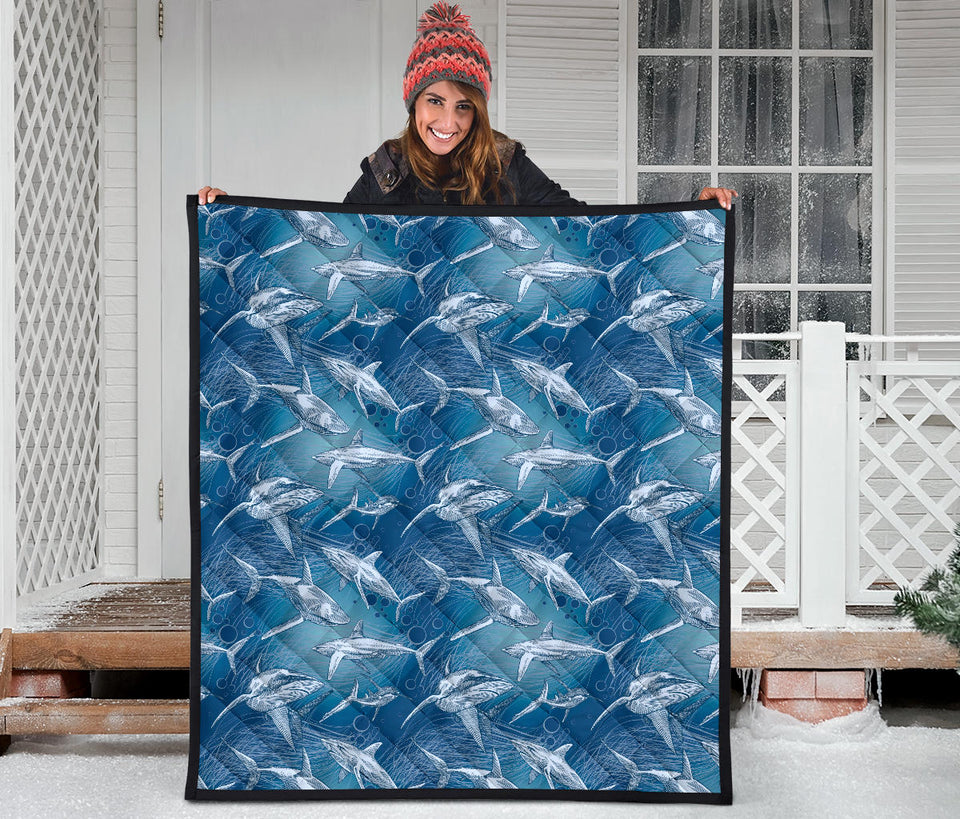 Shark Hand Drawn Premium Quilt