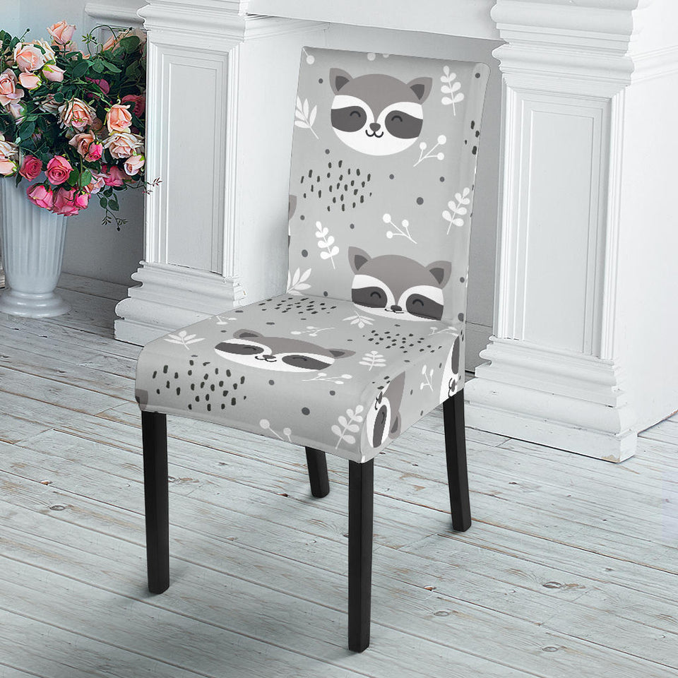 Cute Raccoons Leaves Dot Dining Chair Slipcover
