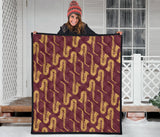 Hand Drawn Gold Saxophone Red Background  Premium Quilt