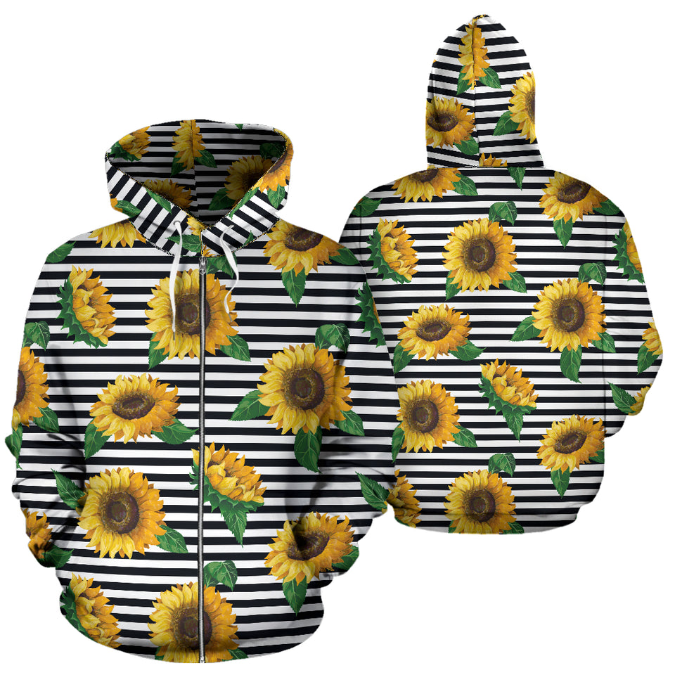Sunflowers Ribbon Background Zip Up Hoodie