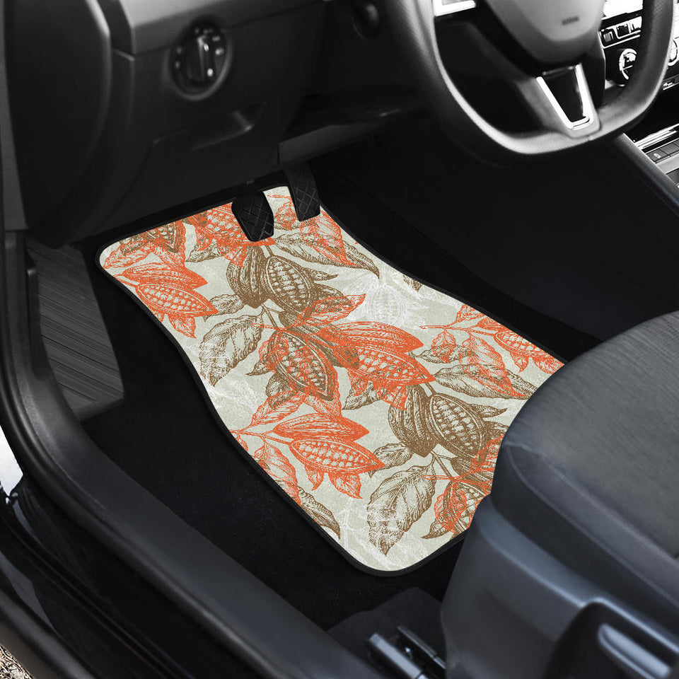 Cocoa Beans Cocoa Tree Pattern Front And Back Car Mats
