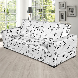 Music Notes Pattern Print Design 04 Sofa Slipcover