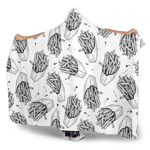 Hand Drawn French Fries Pattern Hooded Blanket