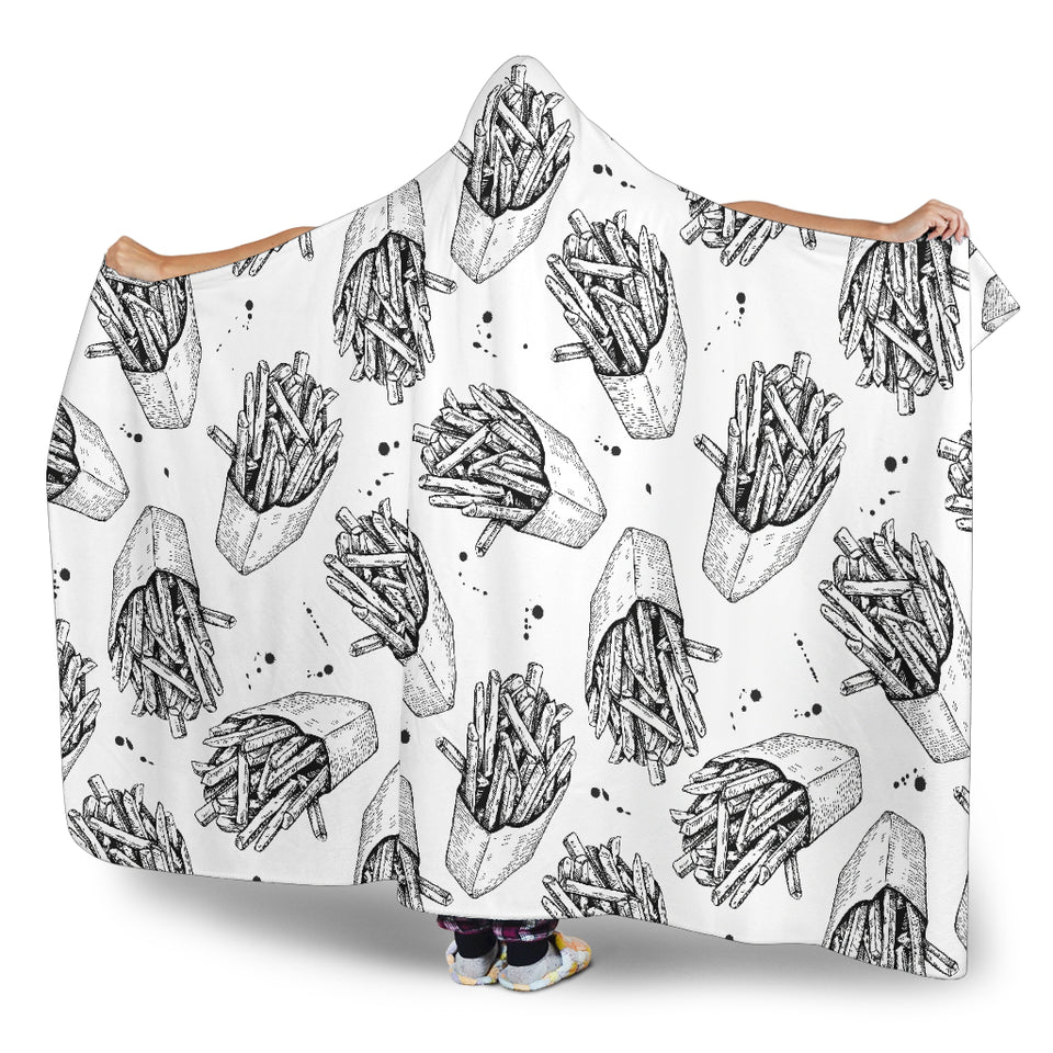 Hand Drawn French Fries Pattern Hooded Blanket