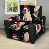 Christmas Pugs Santa_s red cap pattern Recliner Cover Protector