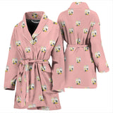 Cute Hamster Cheese Pattern Pink Background Women'S Bathrobe
