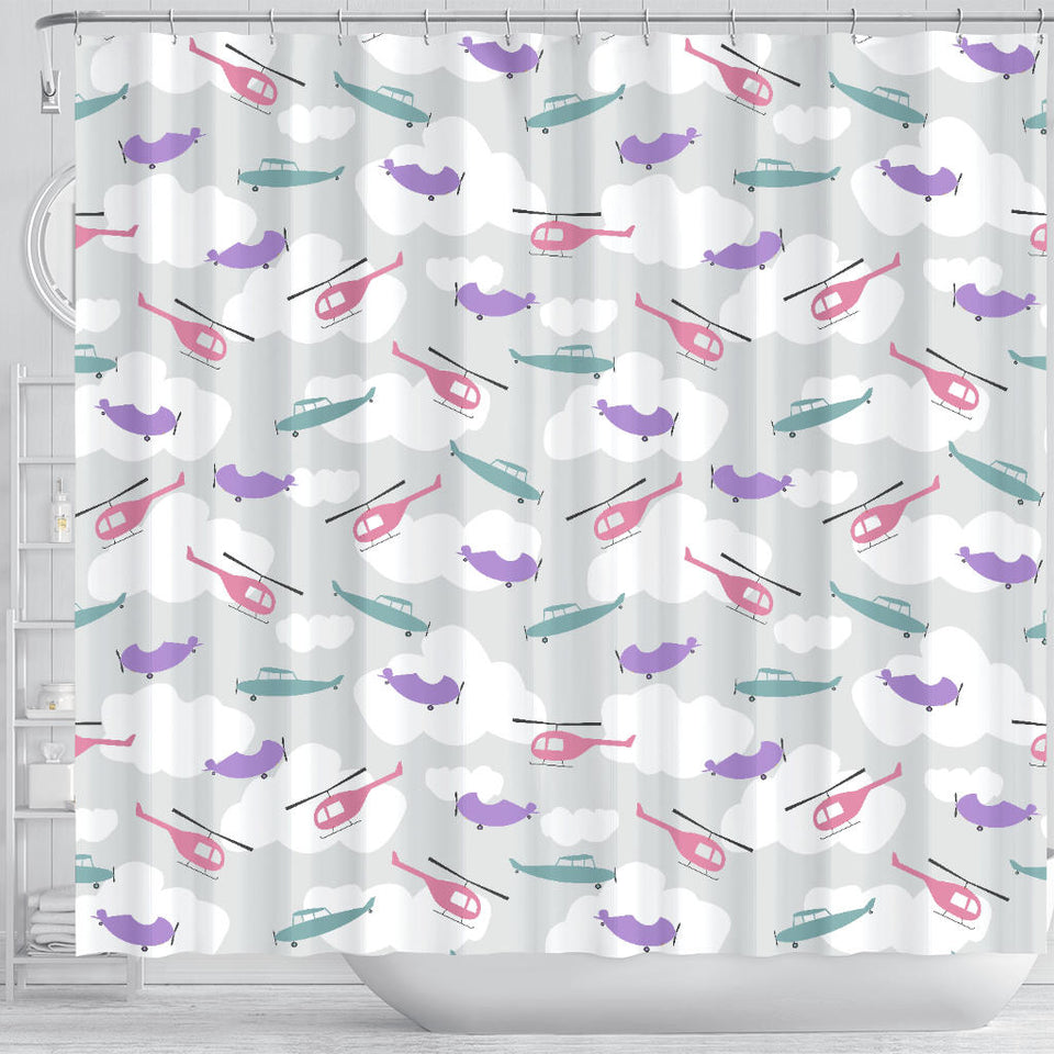 Helicopter Plane Pattern Shower Curtain Fulfilled In US