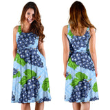 Watercolor Grape Pattern Sleeveless Midi Dress