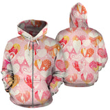 Hand Drawn Heart Design Pattern Zip Up Hoodie