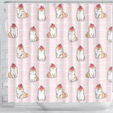 Cute Shiba Inu Dog Apple Pattern Shower Curtain Fulfilled In US