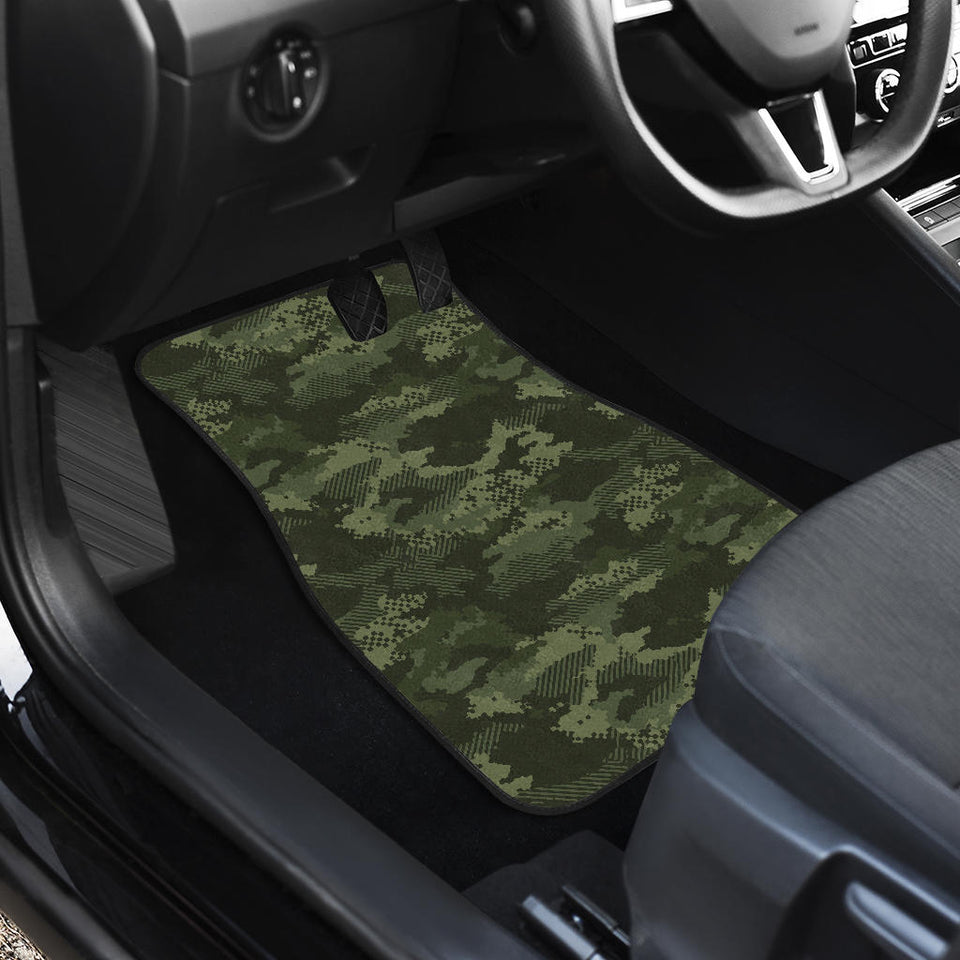 Digital Green Camo Camouflage Pattern Front And Back Car Mats