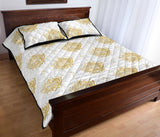 Gold Ornamental lotue waterlily symbol pattern Quilt Bed Set