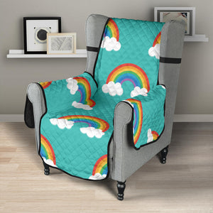 Rainbow pattern green background Chair Cover Protector