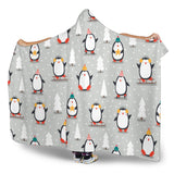 Cute Penguin Christmas Pattern Hooded Blanket