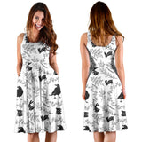 Crows Floral Wreath Rabbit Pattern Sleeveless Midi Dress
