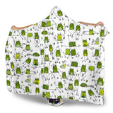 Sketch Funny Frog Pattern Hooded Blanket