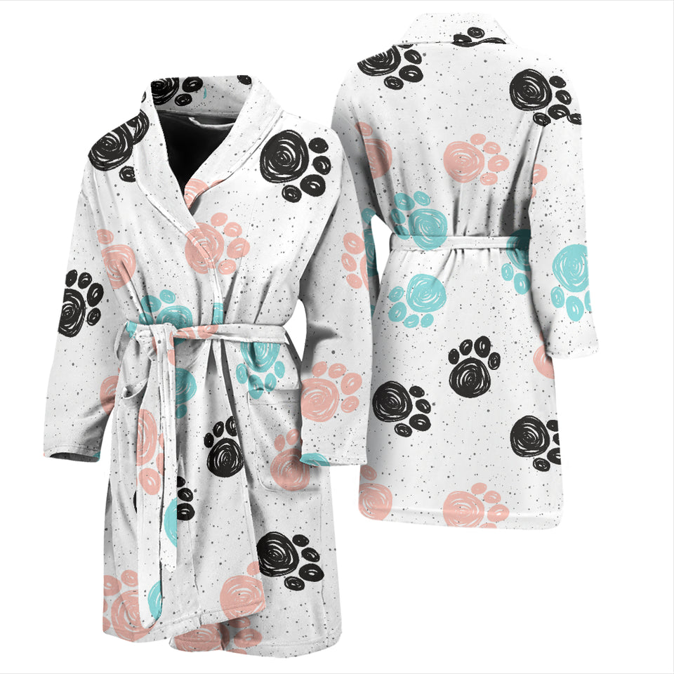 Dog Paws Pattern Print Design 04 Men's Bathrobe