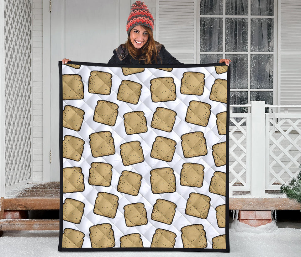 Bread Toast Pattern Print Design 03 Premium Quilt