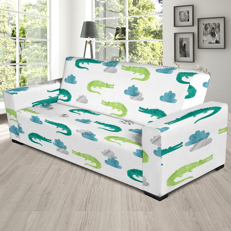Watercolor Crocodile Pattern Sofa Slipcover