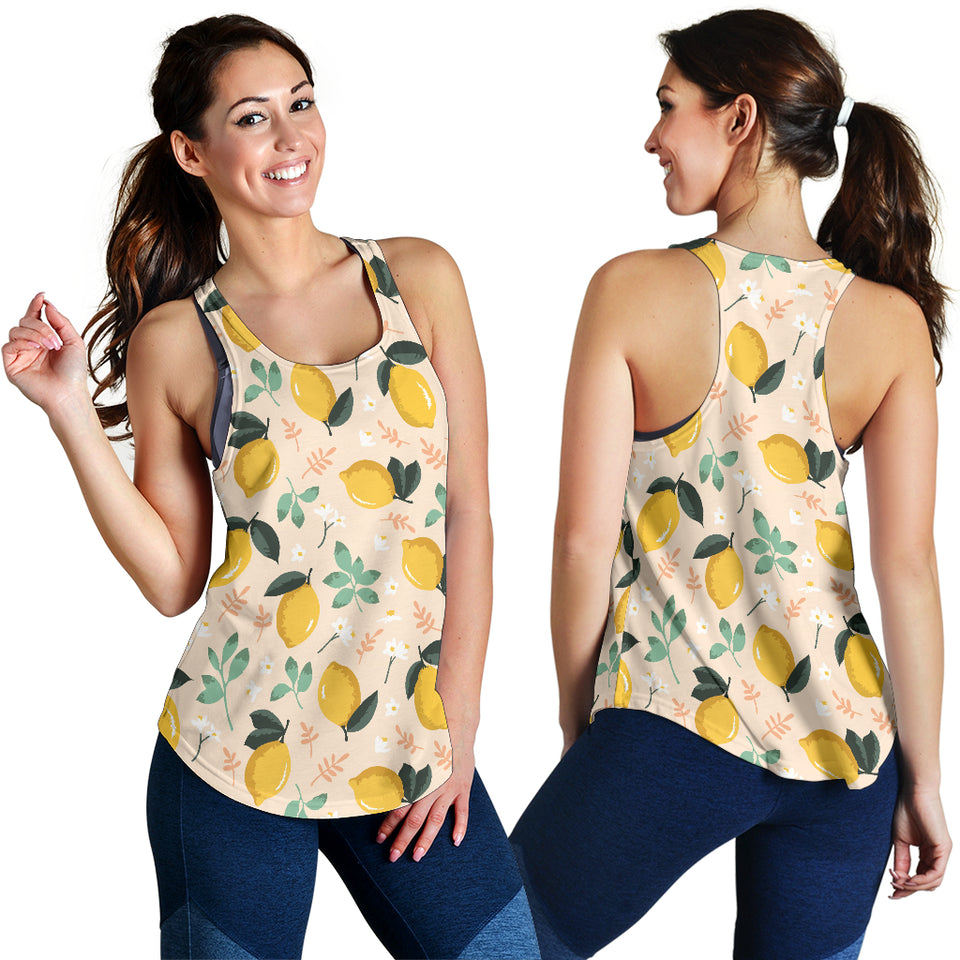 lemon flower leave pattern Women Racerback Tank Top