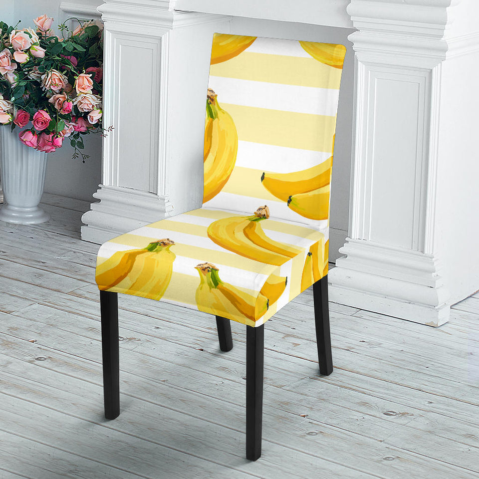 Banana Pattern Blackground Dining Chair Slipcover