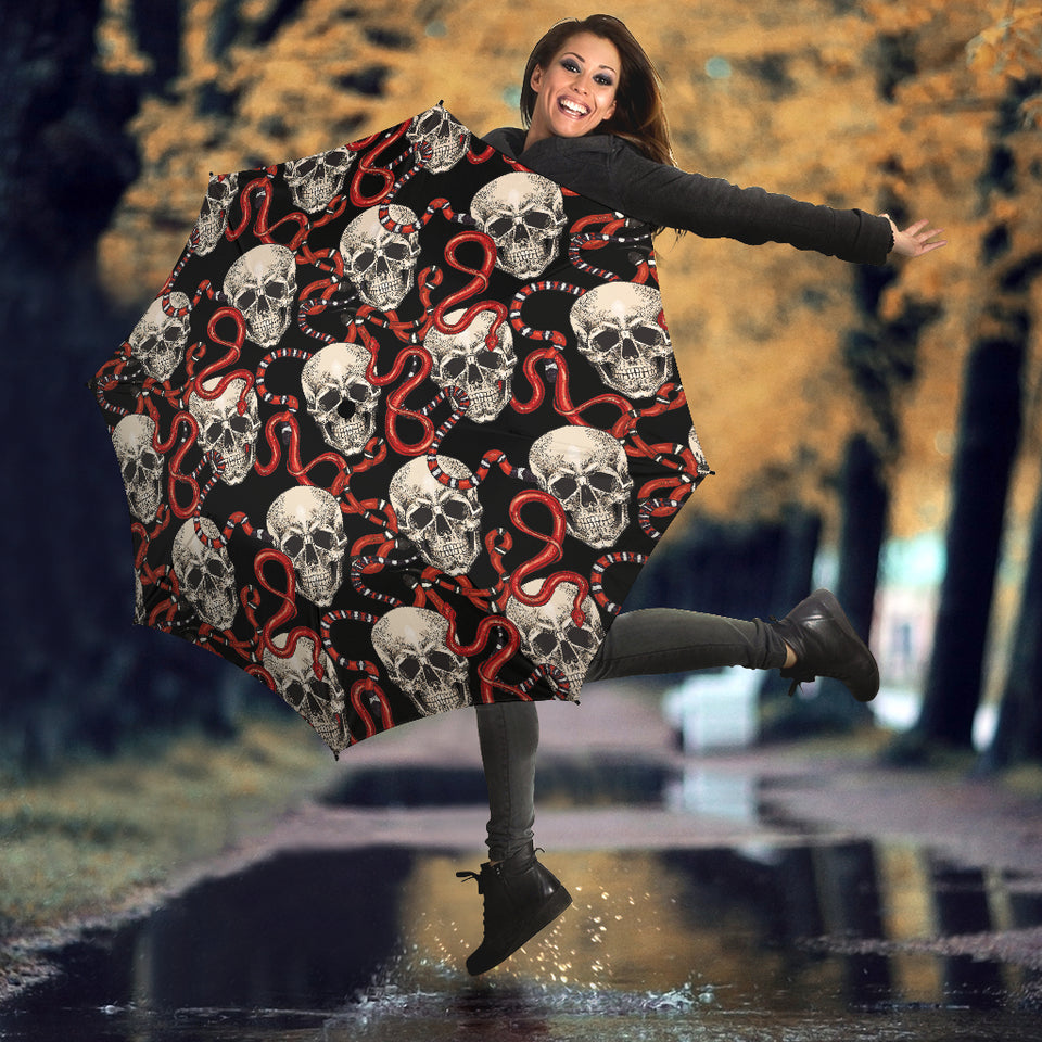 Red Snake Skull Pattern Umbrella