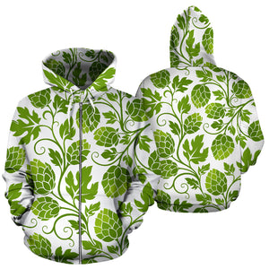 Hop Design Pattern Zip Up Hoodie