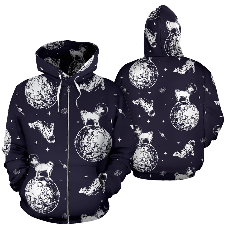Chihuahua Space Helmet. Astronaut Pattern Zip Up Hoodie