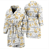 Golden Retriever Pattern Print Design 04 Men's Bathrobe