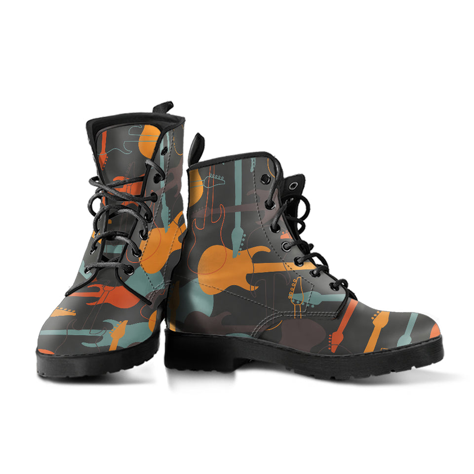 Electric Guitars Pattern Leather Boots