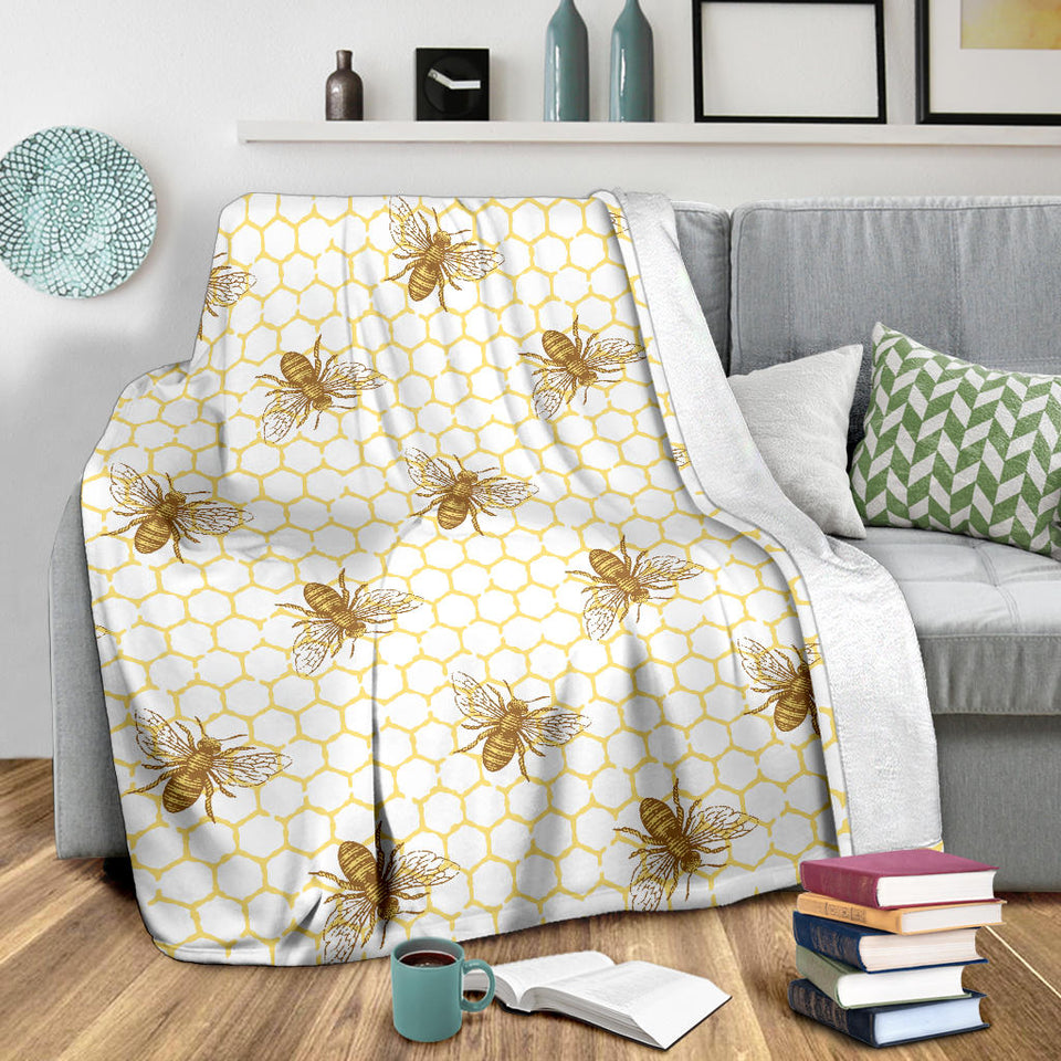 Bee Honeycomb Seamless Design Pattern Premium Blanket