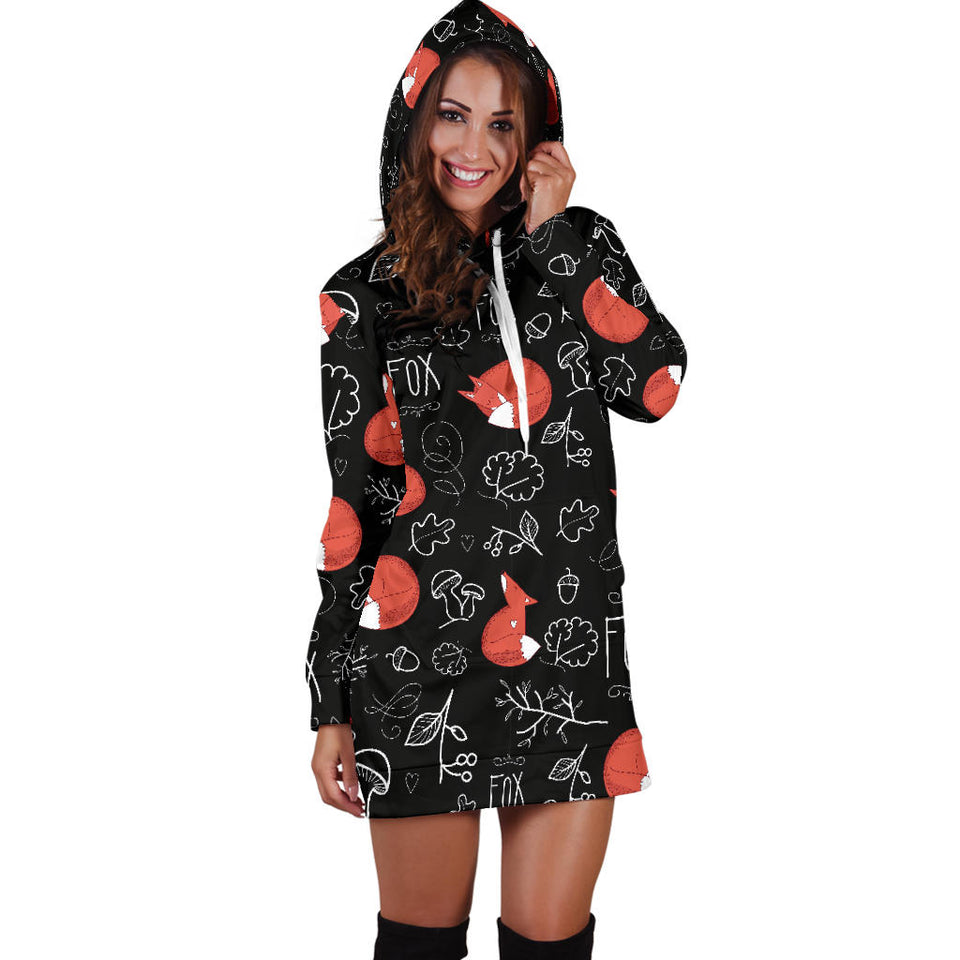 Fox Sleeping Fox Pattern Women'S Hoodie Dress