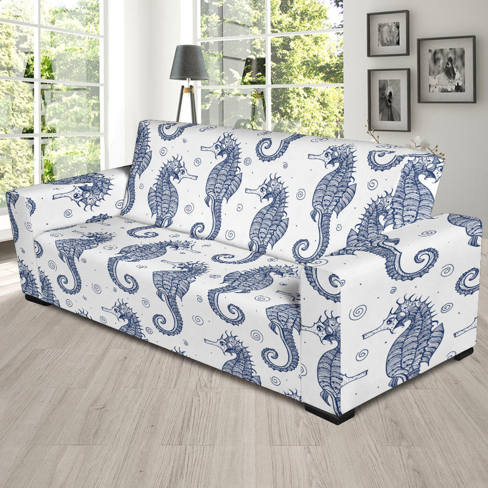 Seahorse Pattern Background Sofa Slipcover