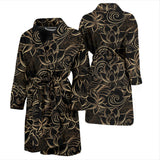 Luxurious Gold Lotus Waterlily Black Background Men'S Bathrobe