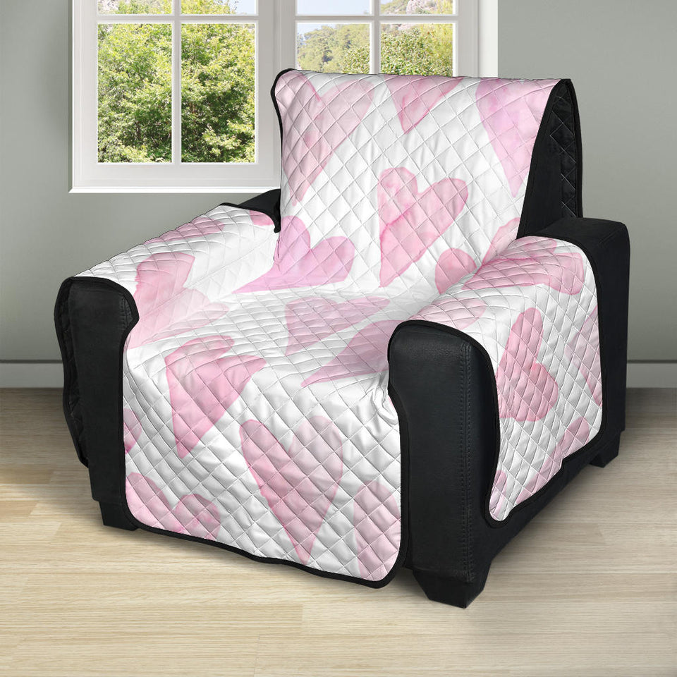 Watercolor pink heart pattern Recliner Cover Protector