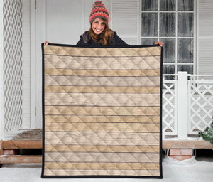 Wood Printed Pattern Print Design 01 Premium Quilt