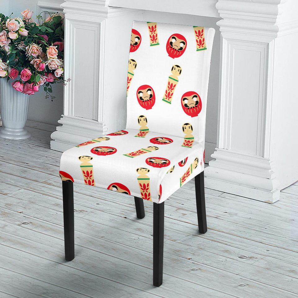 Daruma Japanese Wooden Doll Dining Chair Slipcover