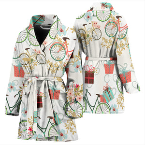 Bicycle Pattern Print Design 05 Women's Bathrobe