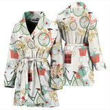 Bicycle Pattern Print Design 05 Women's Bathrobe