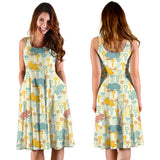 Hippopotamus Pattern Print Design 04 Sleeveless Midi Dress
