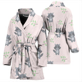 Cute Raccoons Leaves Pattern Women'S Bathrobe