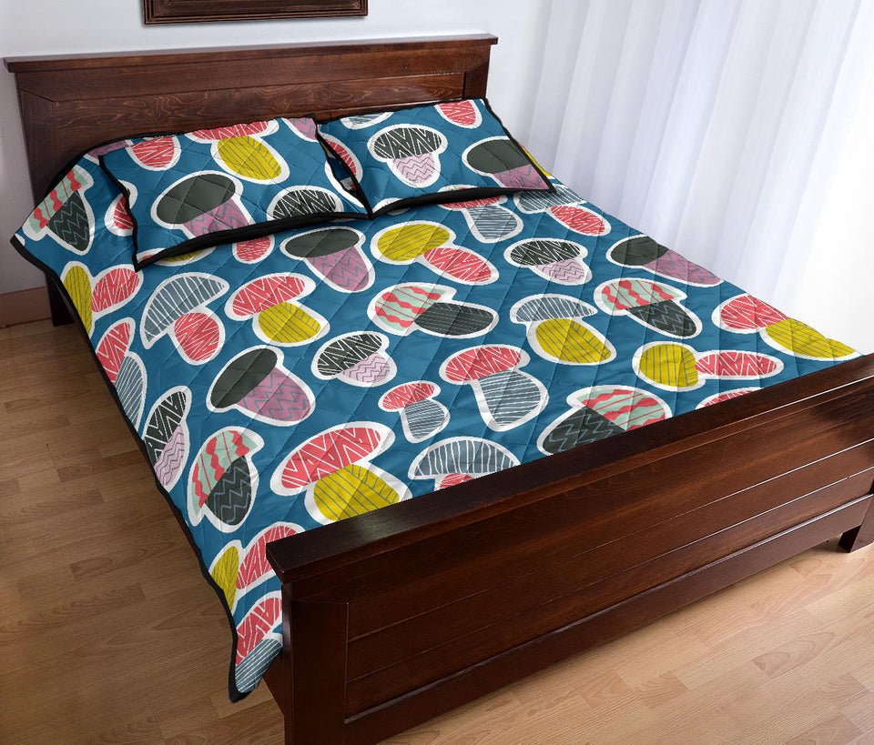 Colorful mushroom design pattern Quilt Bed Set
