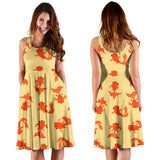 Goldfish Pattern Print Design 02 Sleeveless Midi Dress