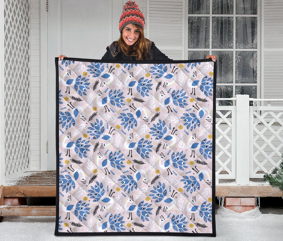 Cute Peacock Pattern Premium Quilt