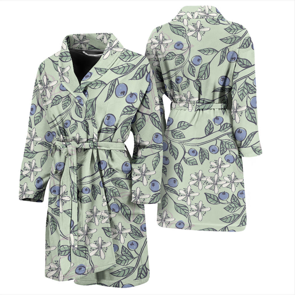 Hand Drawn Blueberry Pattern Men'S Bathrobe