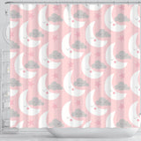 Cute Moon Cloud Star Pattern Pink Dot Background Shower Curtain Fulfilled In US