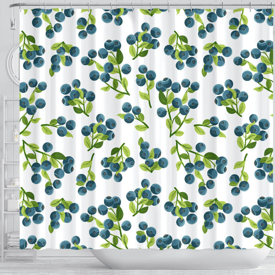 Blueberry White Background Shower Curtain Fulfilled In US